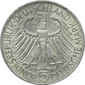 Germany, FRG, 5 Mark Hamburg 1957 J - Joseph von Eichendorff