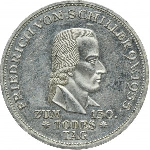 Nemecko, SRN, 5 Mark Stuttgart 1955 F - Friedrich von Schiller