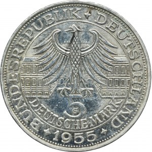 Allemagne, RFA, 5 Mark Karlsruhe 1955 G - Ludwig Wilhelm