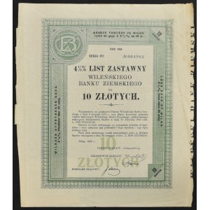 Wileński Bank Ziemski, 4,5% list zastawny, 10 zł 1926, seria I