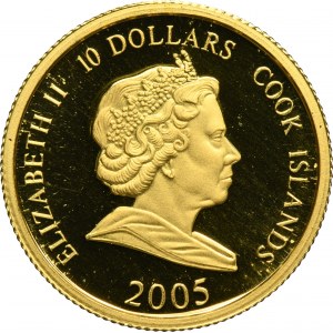 Cookove ostrovy, Alžbeta II, 10 dolárov 2005 - Ján Pavol II