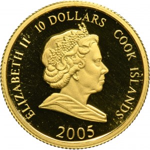 Cook Islands, Elizabeth II, 10 Dollars 2005 - John Paul II
