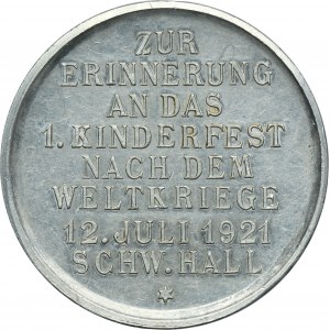 Niemcy, Miasto Schwäbisch Hall, Medal z okazji Święta Dzieci 1921 - RZADKI
