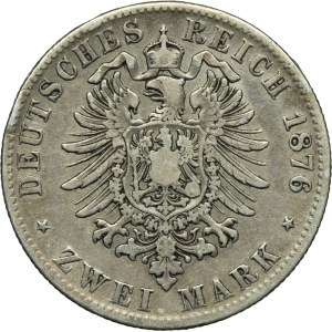 Germany, Kingdom of Württemberg, Karl I, 2 Mark Stuttgart 1876 F