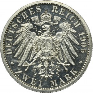 Niemcy, Księstwo Saksonia-Coburg-Gotha, Karol Edward, 2 Marki Berlin 1905 A - RZADKIE, LUSTRZANKA