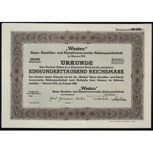 Westen Stanz- Emaillier- und Metallwarenwerke AG, 100,000 marks 1943