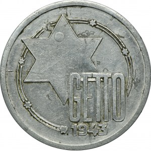 Ghetto Litzmannstadt, 10 mark 1943 Al - RARE, dot on star