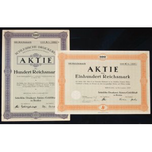 Wroclaw, Schlesische Druckerei AG, 100 marks 1925 and 100 marks 1939