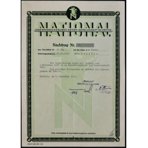 National Lebensversicherungs AG, insurance policy supplement 1937