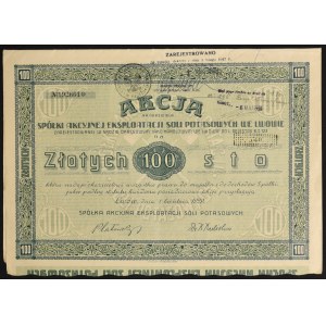 Potash Salt Exploitation Joint Stock Company, 100 zloty 1929
