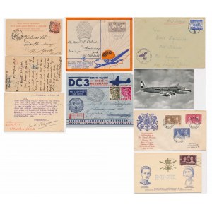 Zestaw kopert i pocztówek 1898-1942 (9 szt.) - poczta lotnicza