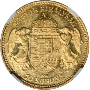 Hungary, Franz Josef I, 10 Koron Kremnitz 1909 KB - NGC MS62