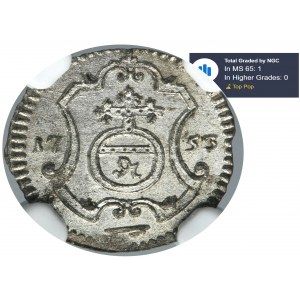 Augustus III of Poland, 1 Pfennig Dresden 1753 FWôF - NGC MS65