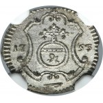 Augustus III of Poland, 1 Pfennig Dresden 1753 FWôF - NGC MS65