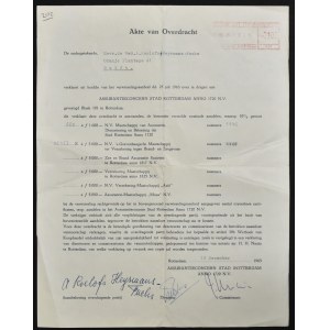 Acte de cession de titres - Rotterdam 1963