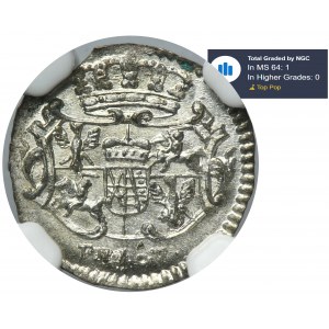 August III Sas, Halerz Drážďany 1755 FWôF - NGC MS64 - Vzácne