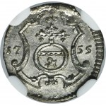 August III Sas, Halerz Drážďany 1755 FWôF - NGC MS64 - Vzácne