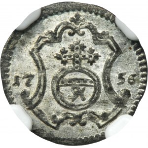 August III Sas, Halerz Drážďany 1756 FWôF - NGC MS65 - Vzácne