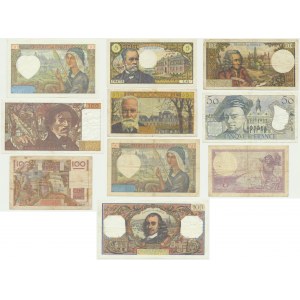Francja, zestaw 5-100 franków 1932-84 (10 szt.)