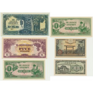 Japonia i okupacja japońska, zestaw banknotów (6 szt.)