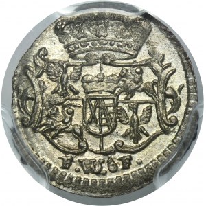 August III Sas, Halerz Drezno 1735 FWôF - PCGS MS65 - RZADKI