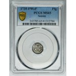 August III Sas, Halerz Drezno 1735 FWôF - PCGS MS65 - RZADKI