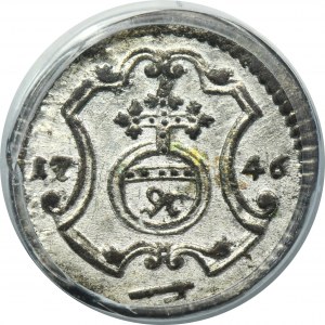 Augustus III of Poland, 1 Pfennig Dresden 1746 FWôF - PCGS MS63