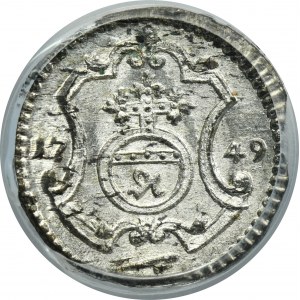 Augustus III of Poland, 1 Pfennig Dresden 1749 FWôF - PCGS MS65 - RARE