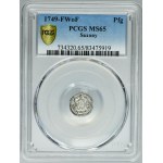 August III Sas, Halerz Drezno 1749 FWôF - PCGS MS65 - RZADKI