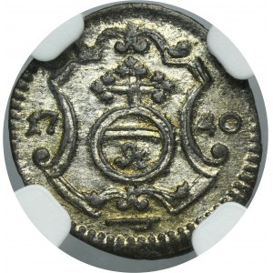 August III Sas, Halerz Drezno 1740 FWôF - NGC MS64 - RZADKI