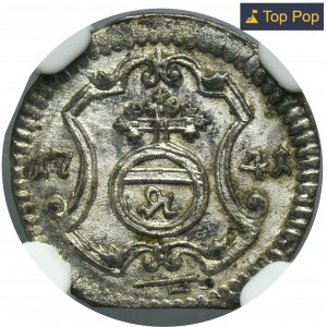 Augustus III of Poland, 1 Pfennig Dresden 1741 FWôF - NGC MS65