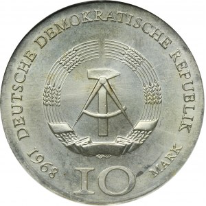 Germany, DDR, 10 Mark Berlin 1968 - Jan Gutenberg - GCN MS65