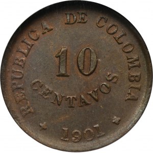 Colombia, 10 Centavo Bogota 1901 - GCN AU55