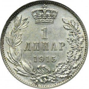 Serbia, Peter, 1 Dinar 1915 - GCN AU55