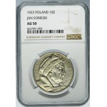 Sobieski, 10 złotych 1933 - NGC AU50