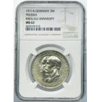 Niemcy, Królestwo Prus, Wilhelm II, 3 Marki Berlin 1911 A - NGC MS62