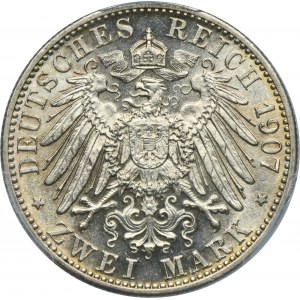 Germany, Baden, Friedrich I, 2 Posthumous mark Karlsruhe 1907 - PCGS MS63