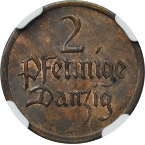 Free City of Danzig, 2 Pfennig 1926 - NGC MS64 BN