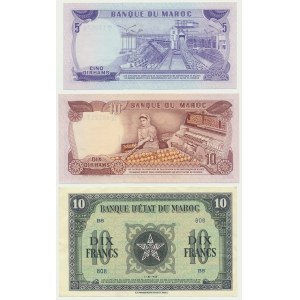 Morocco, set 5-10 Dirhams/Francs 1943-85 (3 pcs.)