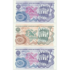 Jugosławia, zestaw 50-500.000 dinarów 1989-90 (3 szt.)