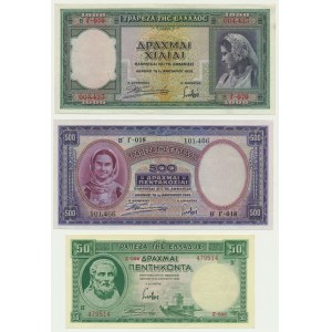 Greece, set 50-1.000 Drachms 1939 (3 pcs.)