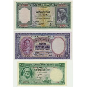 Greece, set 50-1.000 Drachms 1939 (3 pcs.)