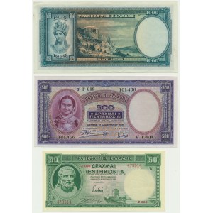 Greece, set 50-1.000 Drachms 1939 (3 pcs.)