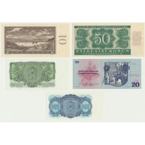 Tchécoslovaquie, série de 3-50 couronnes 1950-70 (5 pièces)