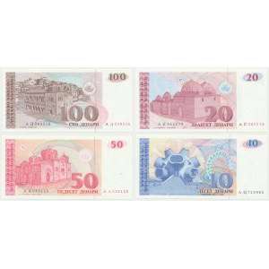 Macedonia, 10-100 dinarów 1993 (4 szt.)