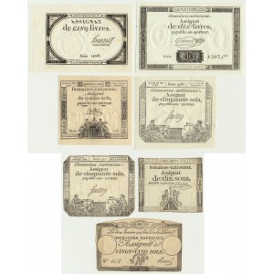 France, set 10-50 Sols/Livres 1673-1793 (7 pcs.)