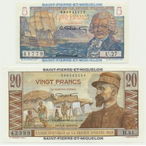 Saint Pierre and Miquelon, set 5-20 Francs (1950-60)(2 pcs.)