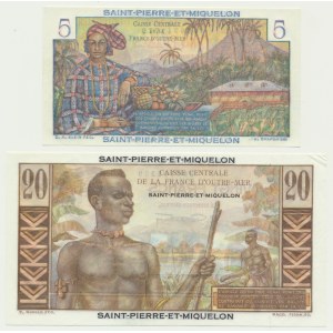 Saint Pierre a Miquelon, sada 5-20 frankov (1950-60)(2 kusy).