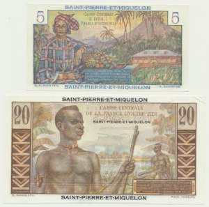 Saint Pierre and Miquelon, zestaw 5-20 franków (1950-60)(2 szt.)