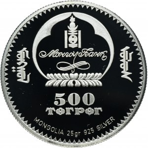 Mongolia, 500 Tugrik 2003 - Khubilai Khan i Marco Polo